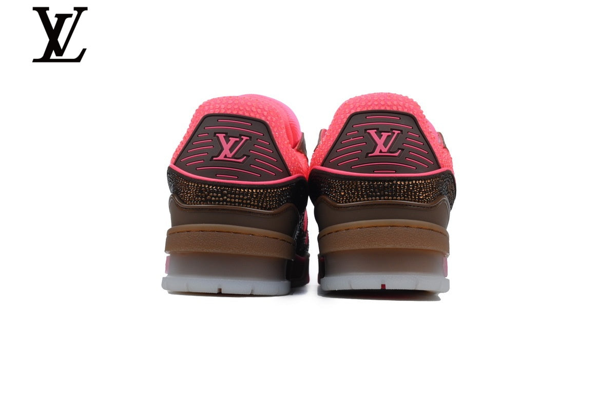Louis Vuitton Trainer Sneaker – Pink & Brown Crystal