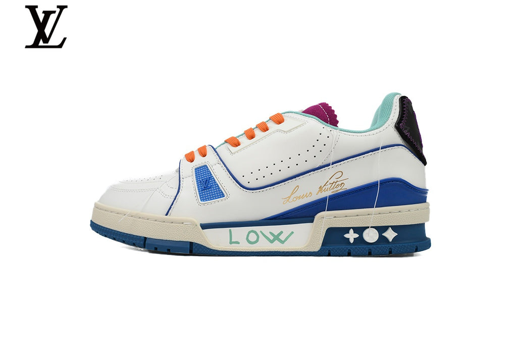Louis Vuitton LV Trainer Sneaker – White & Blue Multi
