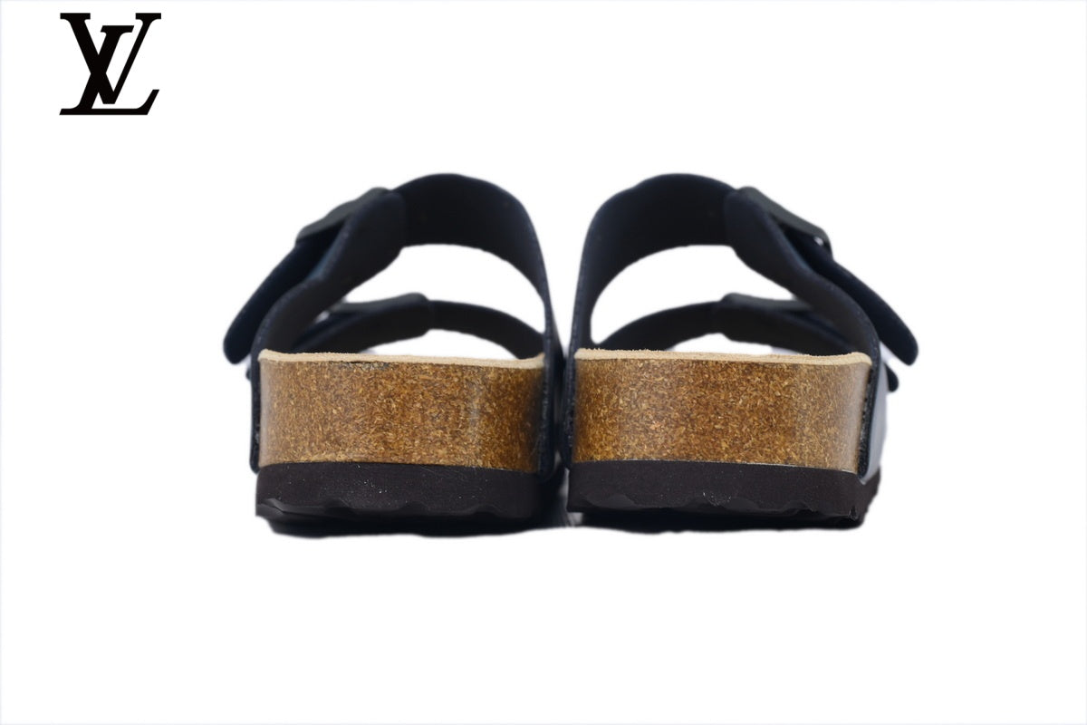Birkenstock Arizona Double Strap Slide Sandal – Navy Smooth Leather