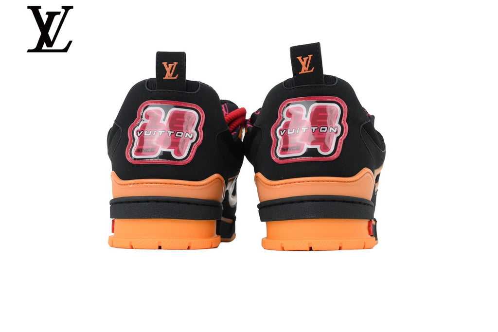 Louis Vuitton Trainer Sneaker – Black & Orange Mesh & Leather