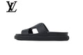 Black Ostrich-Print Slide Sandals | Sizes 38–46
