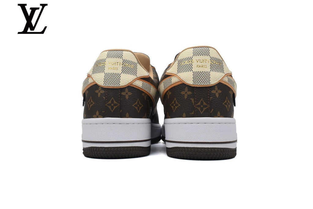 Louis Vuitton × Nike Air Force 1 Brown Monogram Checkered Sneakers