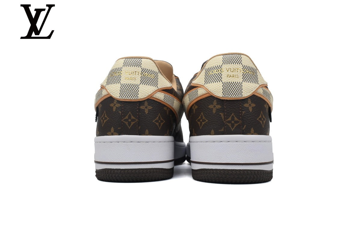 Louis Vuitton × Nike Air Force 1 Brown Monogram Checkered Sneakers