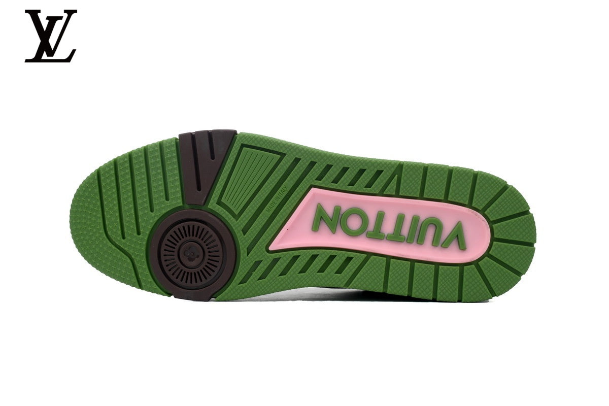 Louis Vuitton Trainer Sneaker – Green Suede Monogram