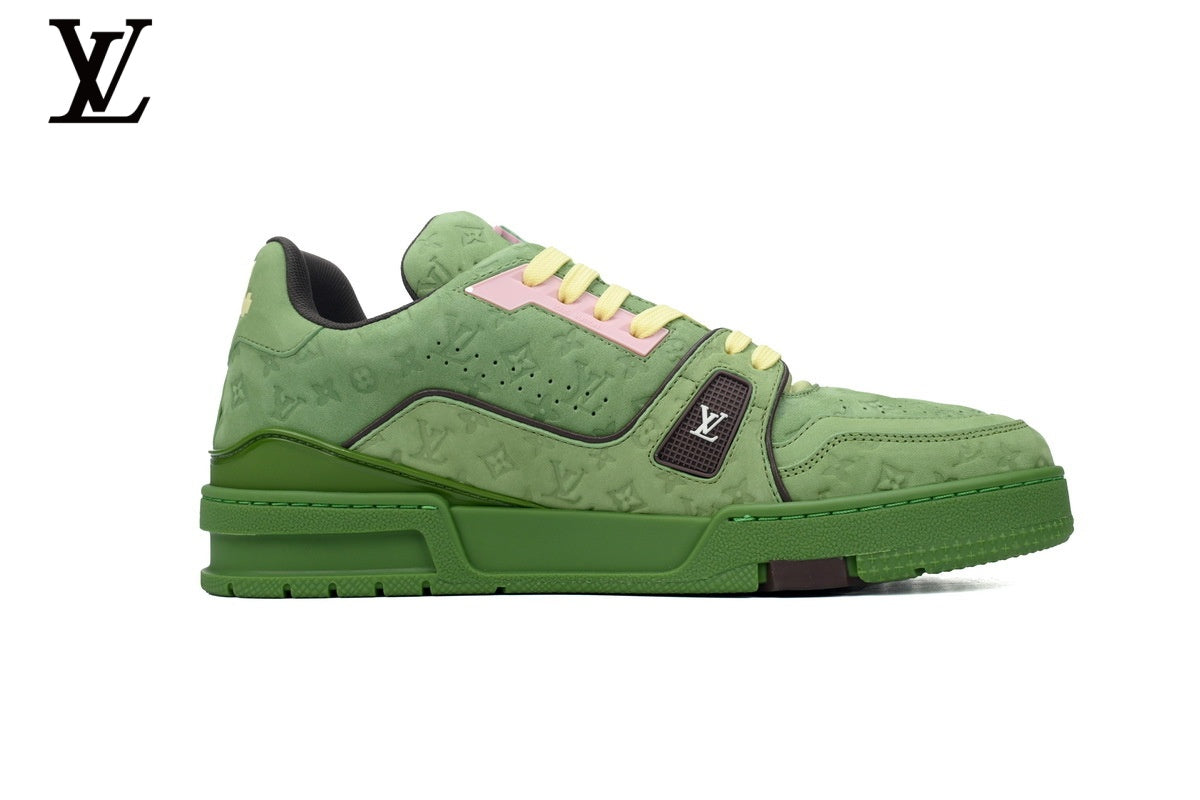 Louis Vuitton Trainer Sneaker – Green Suede Monogram