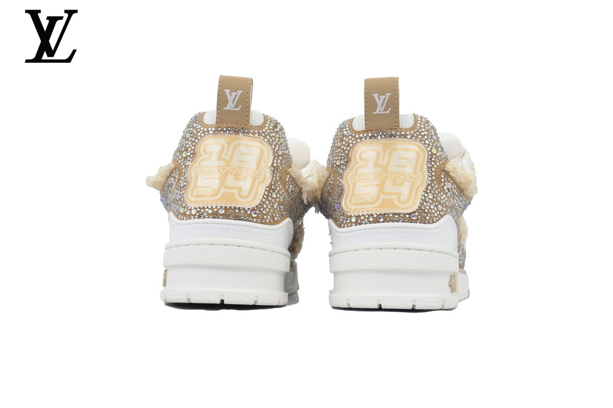 Louis Vuitton Skate Sneaker – Beige Plush & Crystal