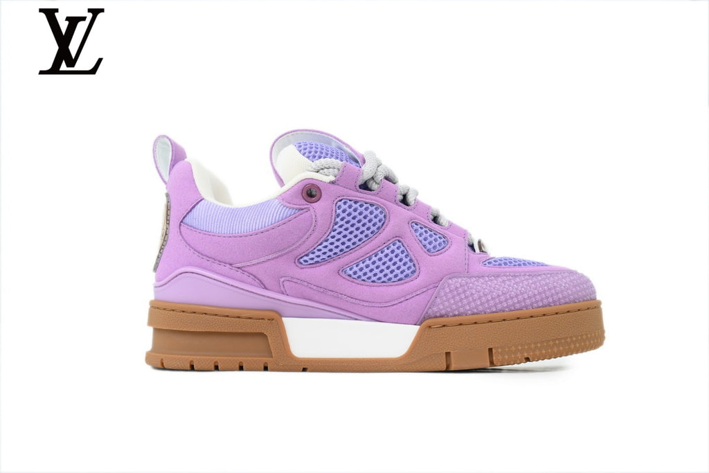 Louis Vuitton Trainer Sneaker – Purple Suede & Mesh with White & Gum Sole