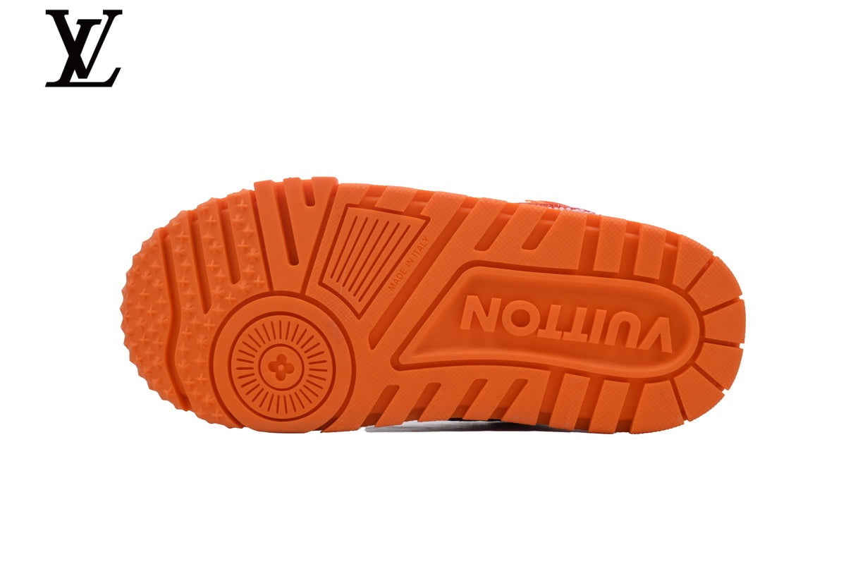 Louis Vuitton Trainer Sneakers - Orange Rhinestone