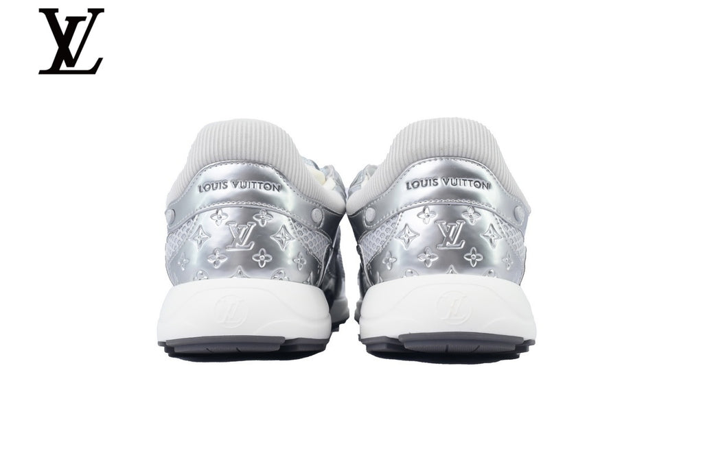 Louis Vuitton Low Top Sneaker – Silver Metallic Leather & Mesh with White Midsole