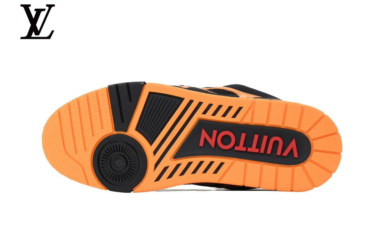 Louis Vuitton Trainer Sneaker – Black & Orange Mesh & Leather