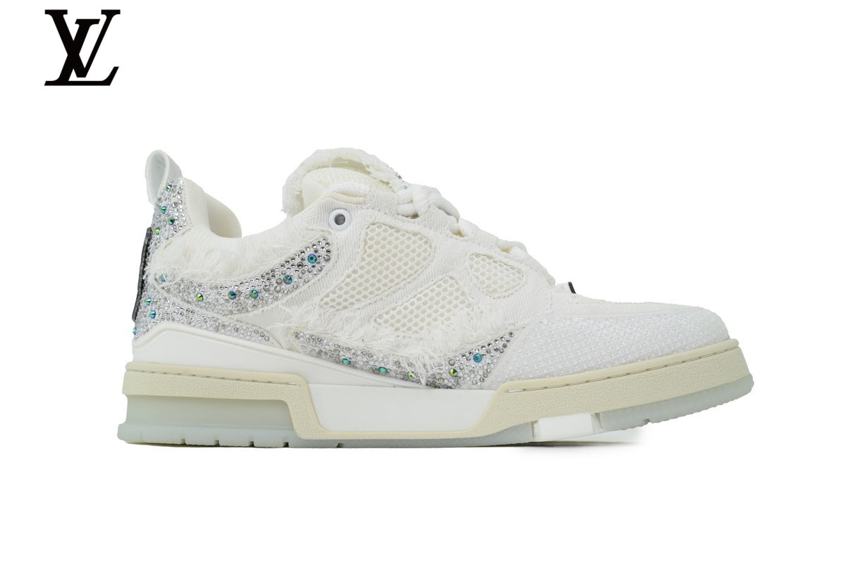 Louis Vuitton Skate Sneaker – White Fringe & Rhinestone