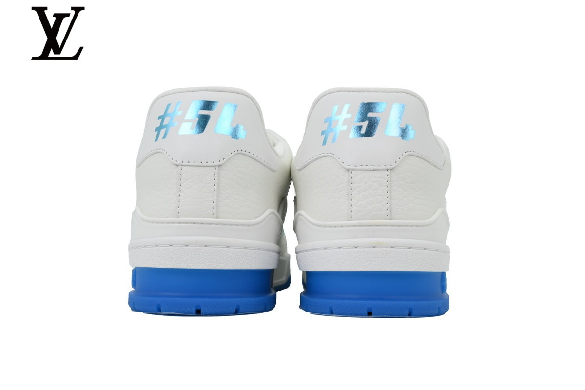 Louis Vuitton Trainer Sneaker – White with Blue Sole