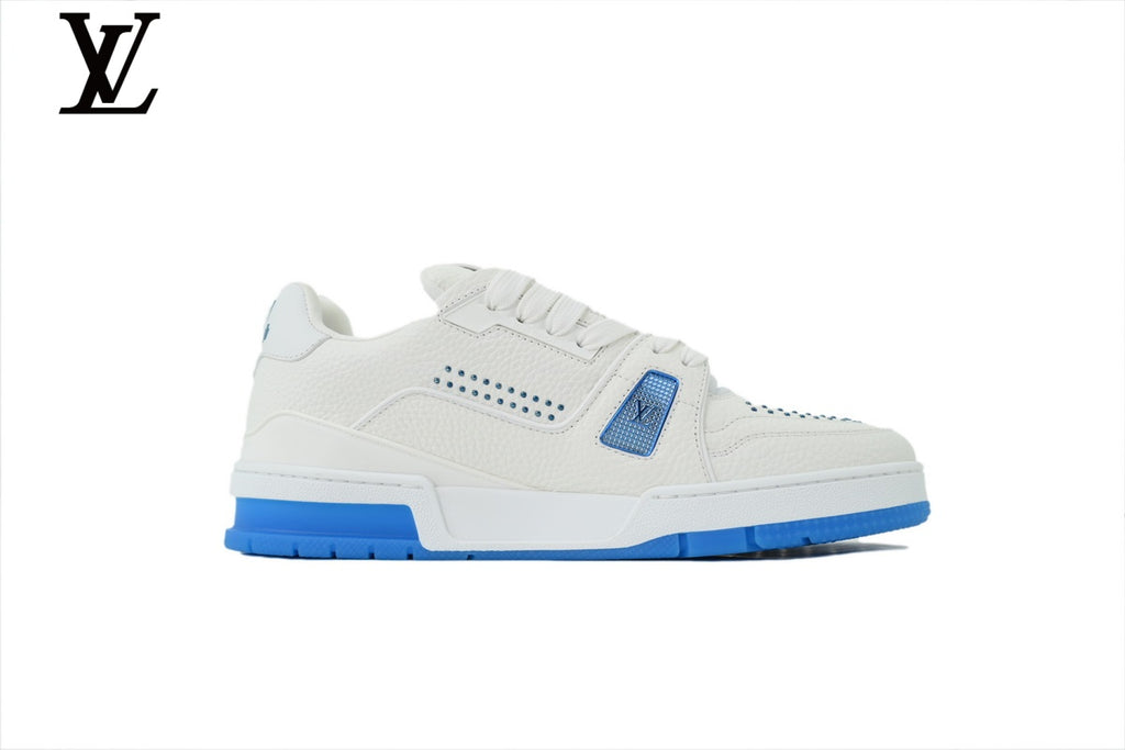 Louis Vuitton Trainer Sneaker – White, Blue & Rhinestone
