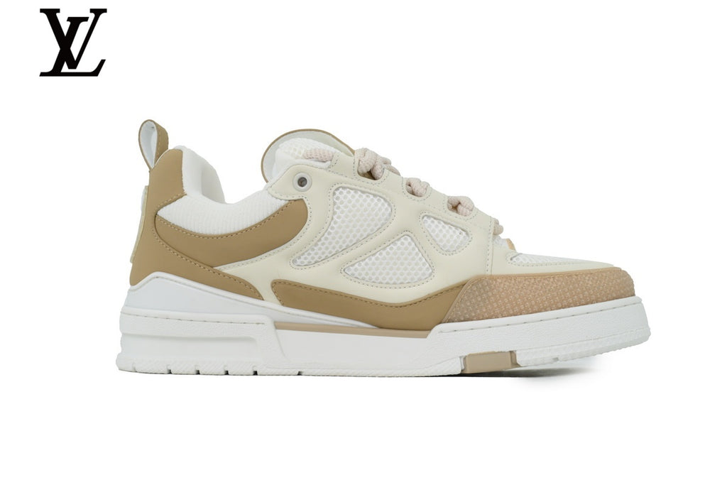 Louis Vuitton Trainer Sneaker – Beige & White Mesh & Leather