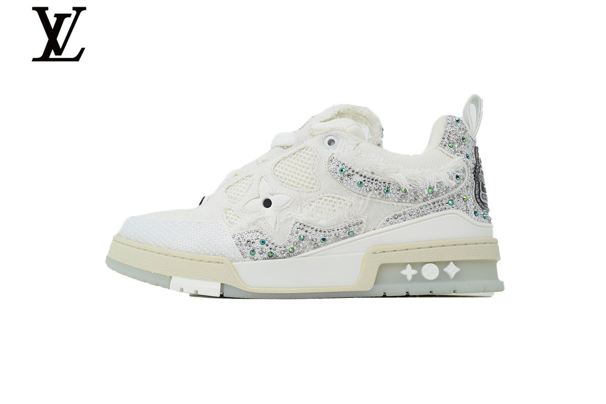 Louis Vuitton Skate Sneaker – White Fringe & Rhinestone