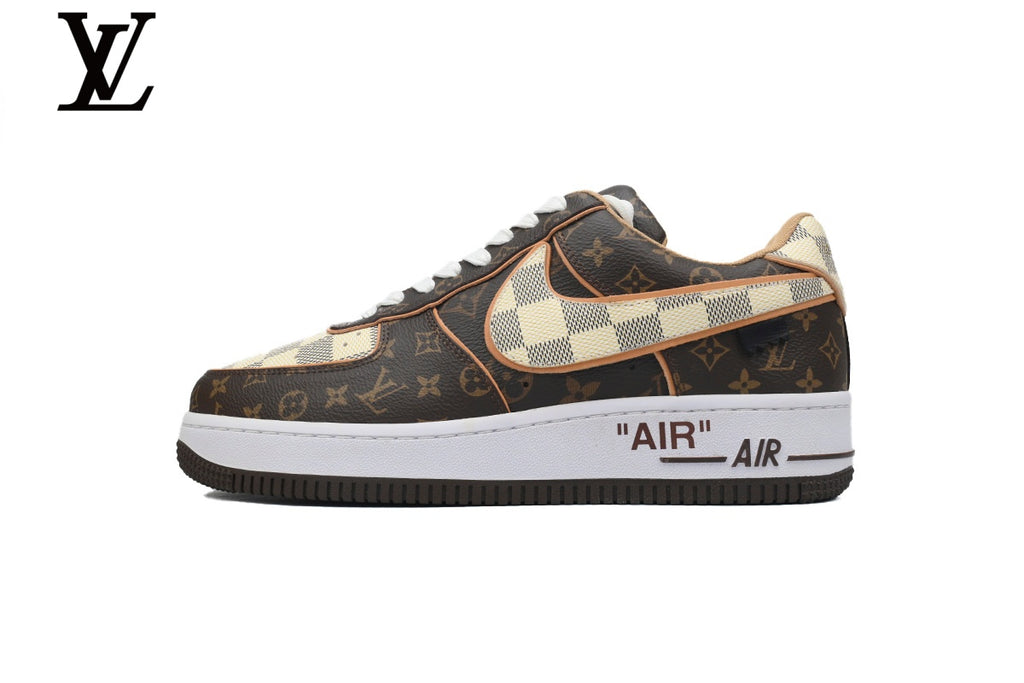 Louis Vuitton × Nike Air Force 1 Brown Monogram Checkered Sneakers