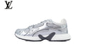 Louis Vuitton Low Top Sneaker – Silver Metallic Leather & Mesh with White Midsole