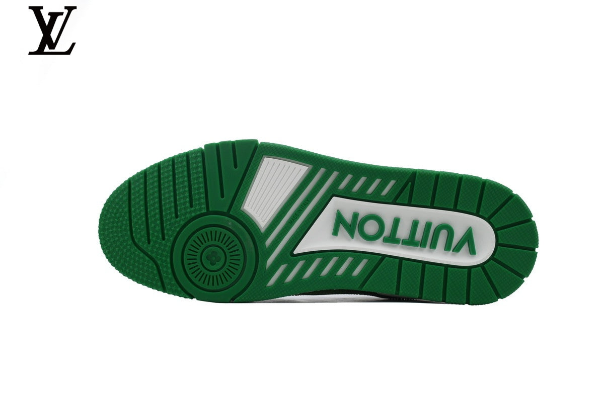 Louis Vuitton LV Trainer Sneaker – White & Green Rhinestone