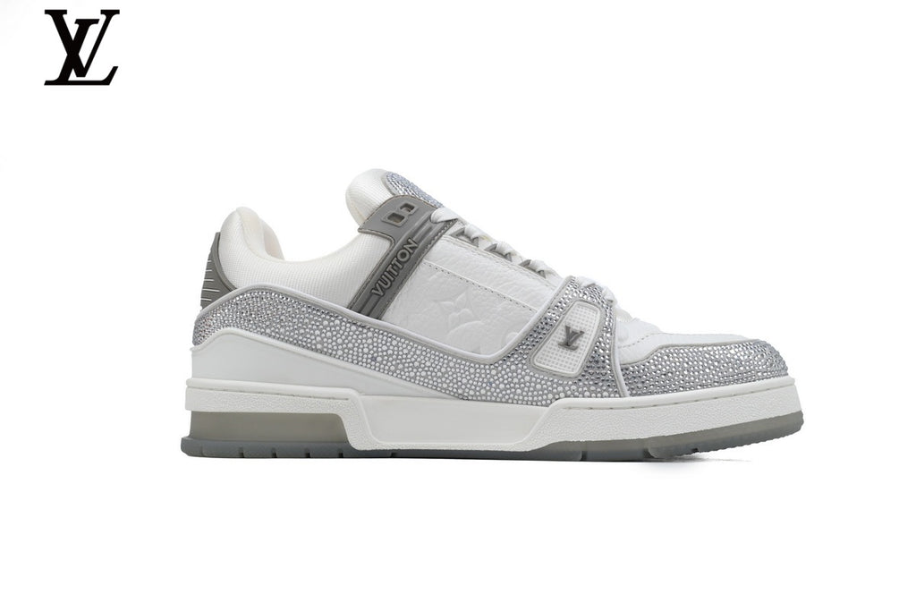 Louis Vuitton LV Trainer Sneaker – White & Silver Rhinestone
