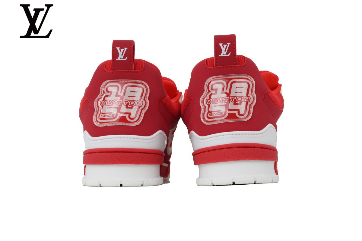Louis Vuitton Trainer Sneaker – Red & White Mesh & Leather