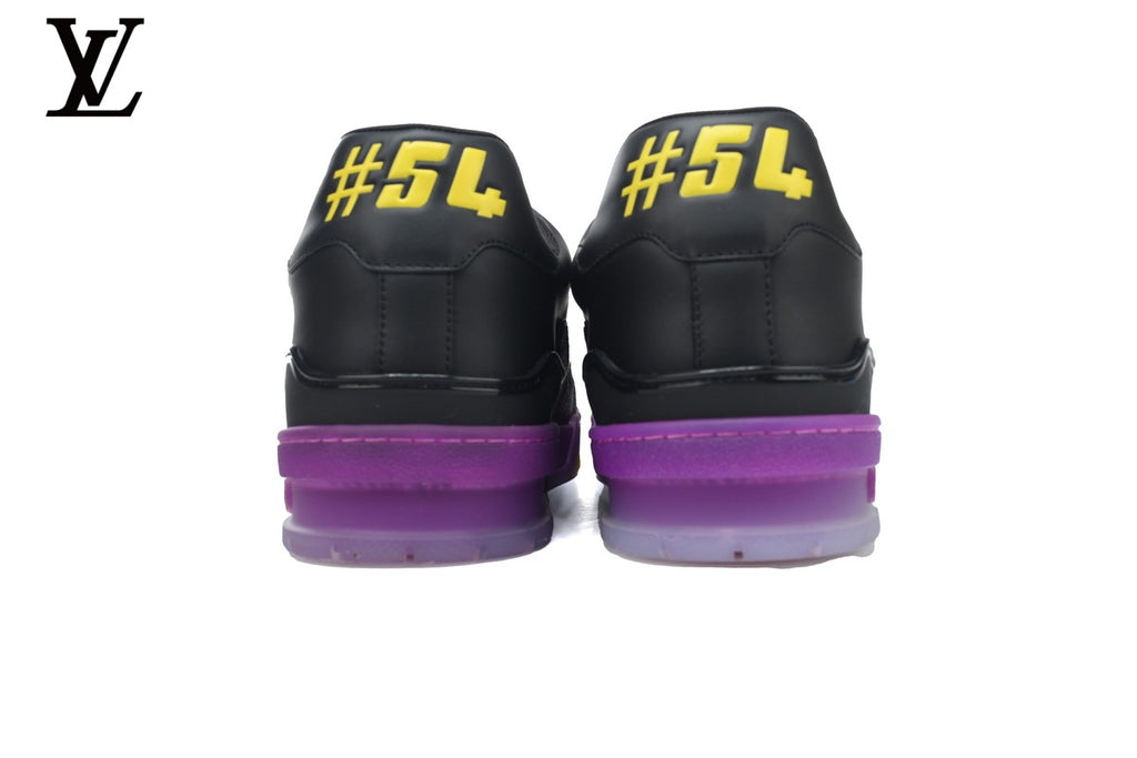 Louis Vuitton Trainer Sneaker – Black Monogram & Purple Sole