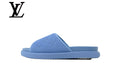 Light Blue Monogram-Pattern Slide Sandals | Sizes 38–46