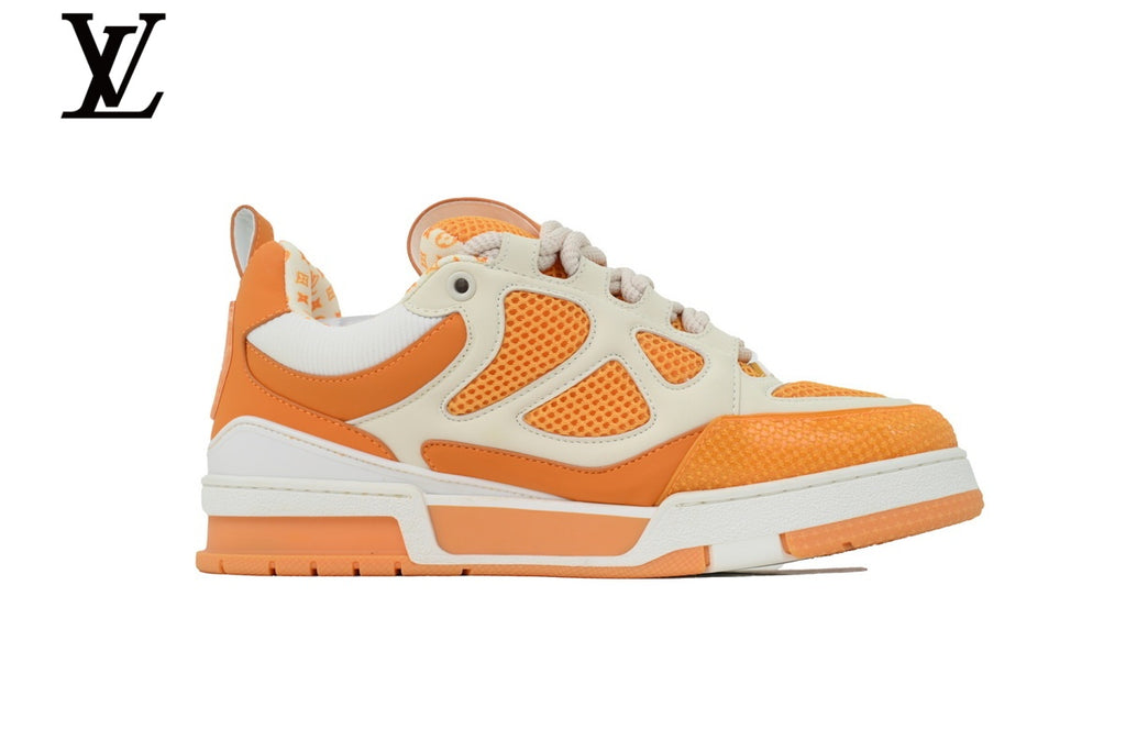 Louis Vuitton Trainer Sneaker – Orange & White Mesh & Leather