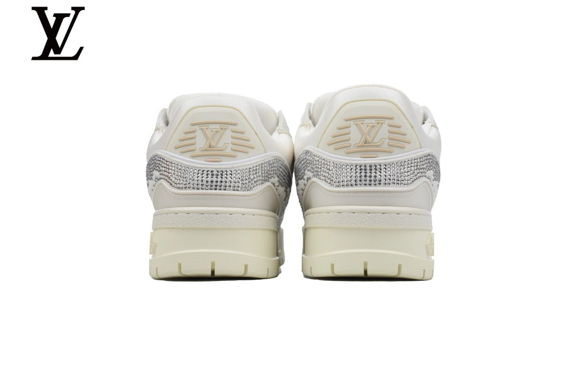 Louis Vuitton Trainer Sneakers - White Crystal-Style Rhinestone