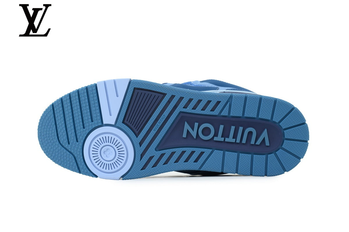 Louis Vuitton Trainer Sneaker – Light Blue & Dark Blue Mesh & Leather