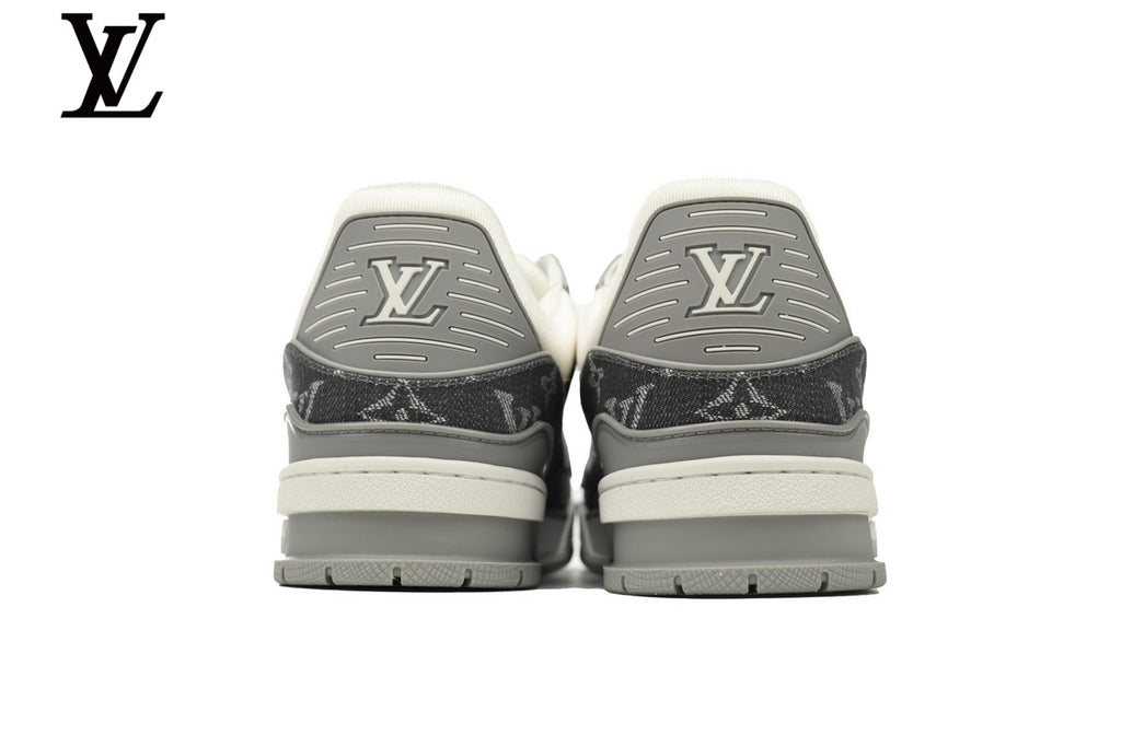 Louis Vuitton Trainer Sneaker – Monogram Denim & Leather in Grey & White