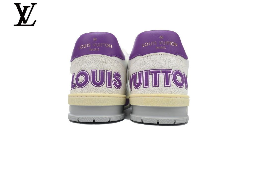 Louis Vuitton Trainer Sneakers - White and Purple Mesh & Leather