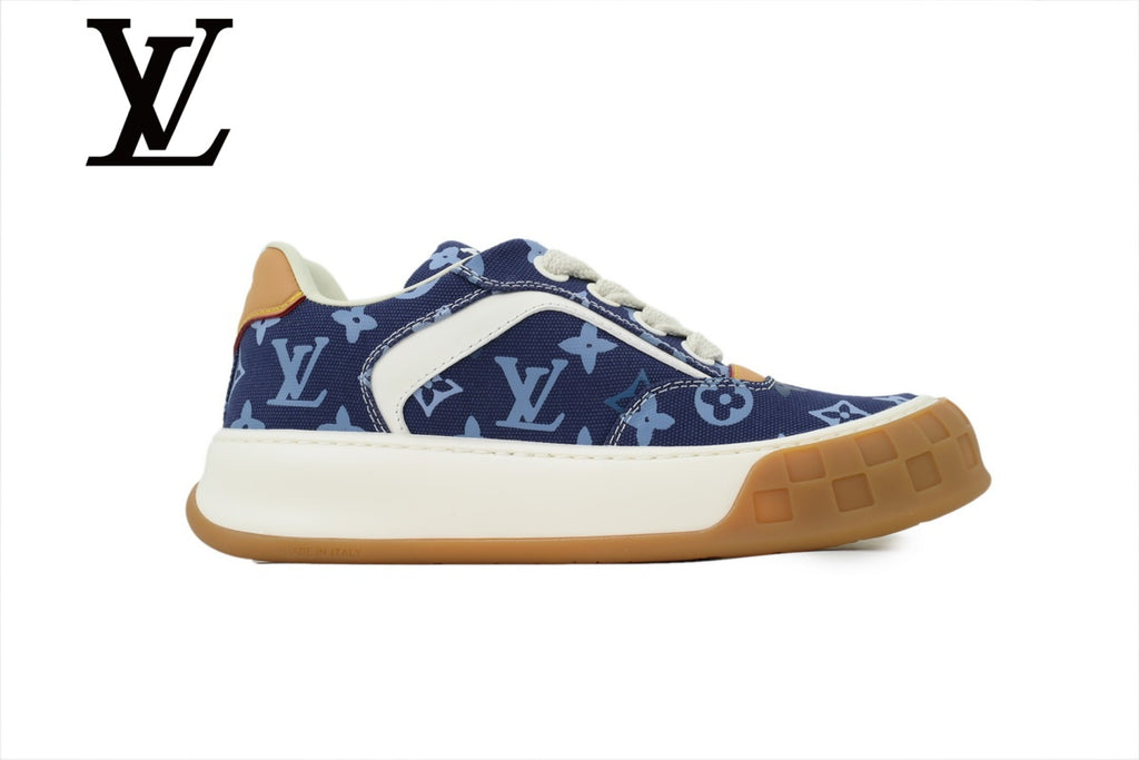 Blue Monogram-Pattern Skate Sneakers | Sizes 38–46