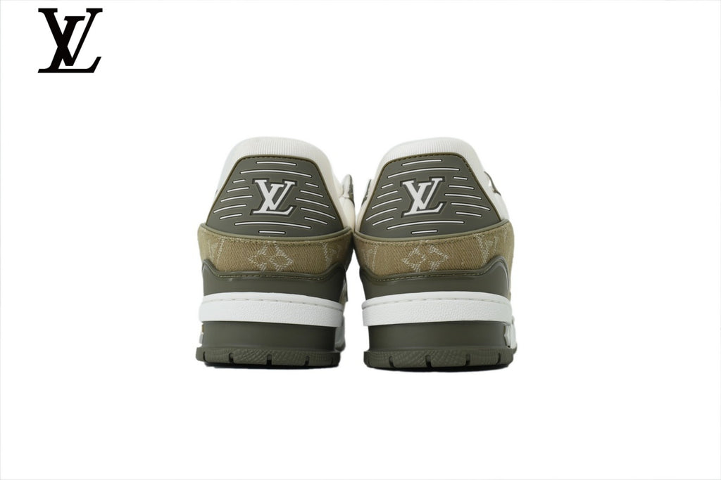 Louis Vuitton Trainer Sneaker – White & Olive Monogram