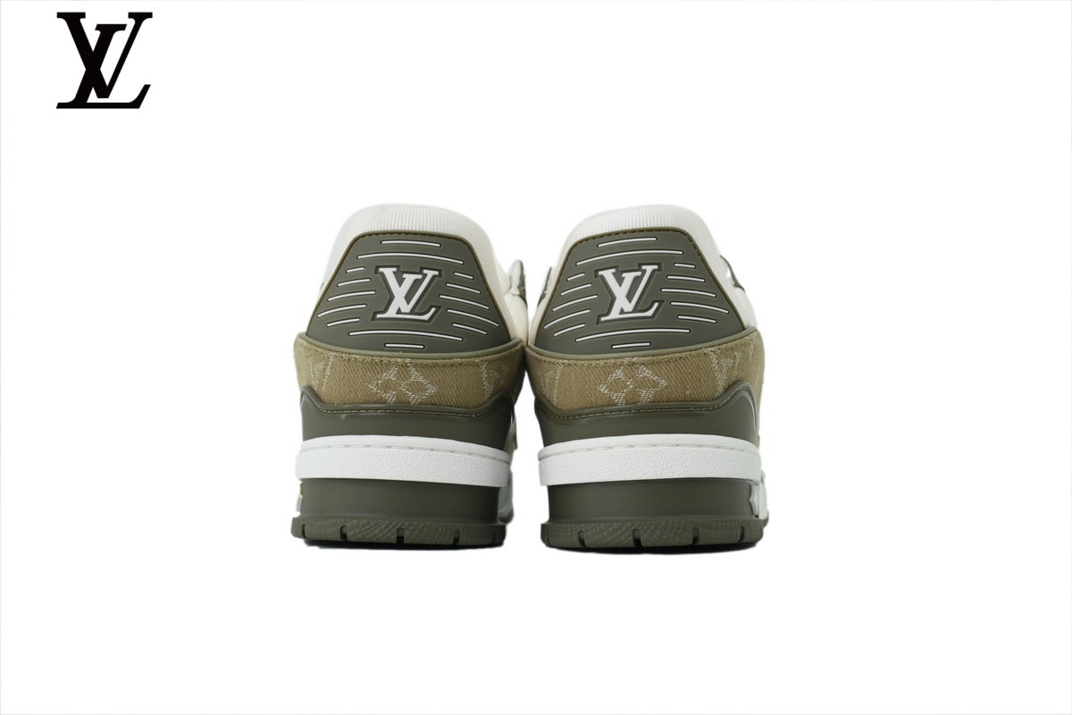 Louis Vuitton Trainer Sneaker – White & Olive Monogram