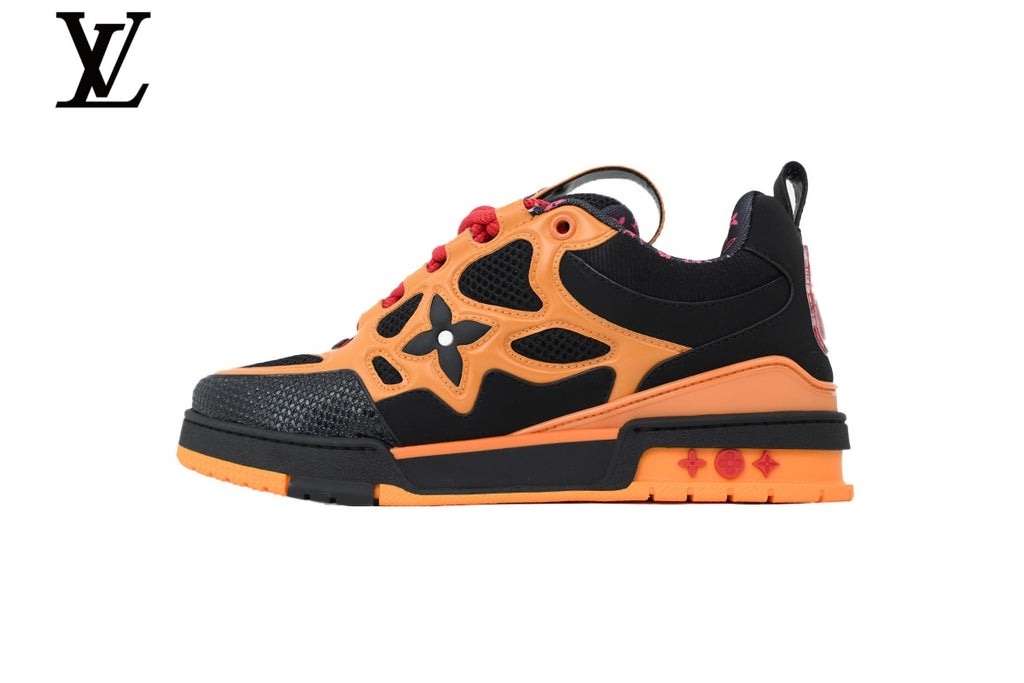 Louis Vuitton Trainer Sneaker – Black & Orange Mesh & Leather