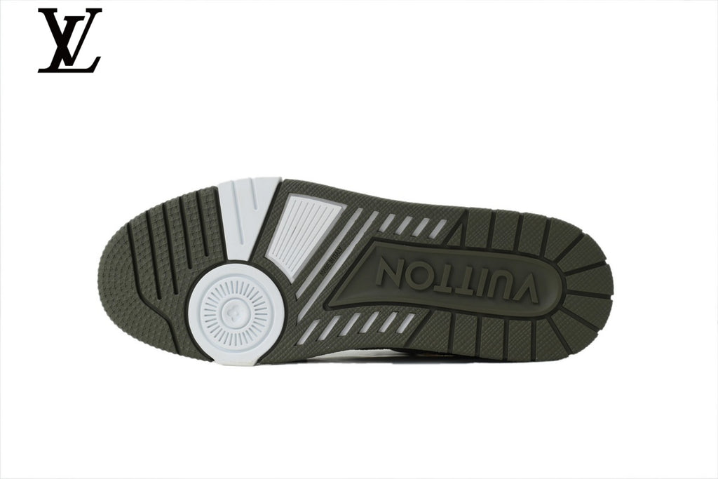 Louis Vuitton Trainer Sneaker – White & Olive Monogram