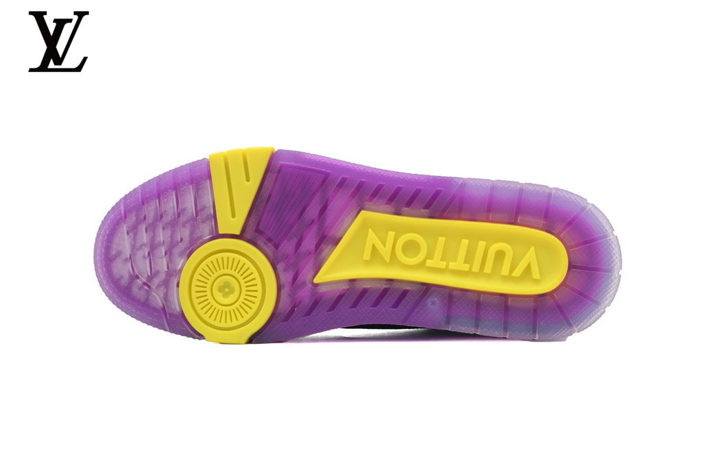 Louis Vuitton Trainer Sneaker – Black Monogram & Purple Sole