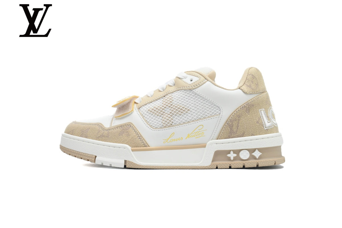 Louis Vuitton Trainer Sneakers – Beige & White