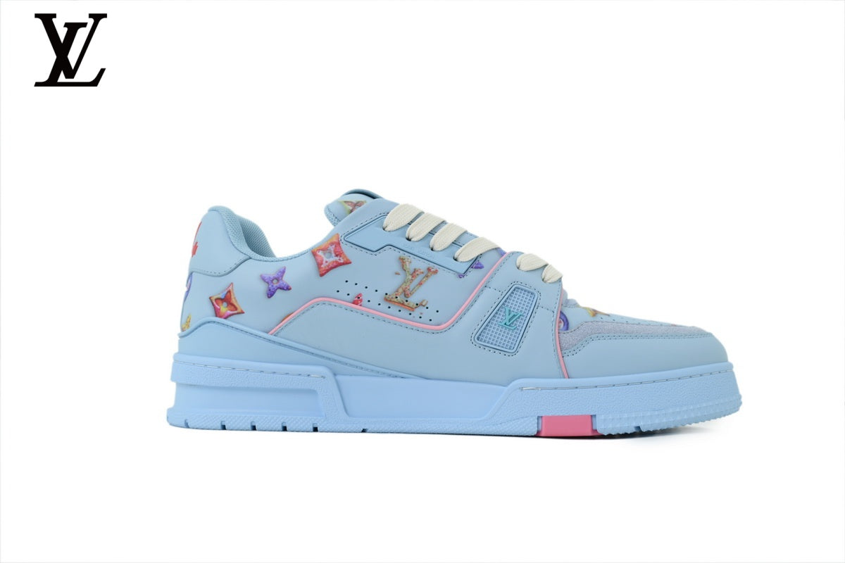 Louis Vuitton Trainer Sneaker – Light Blue Multicolor Star Patch