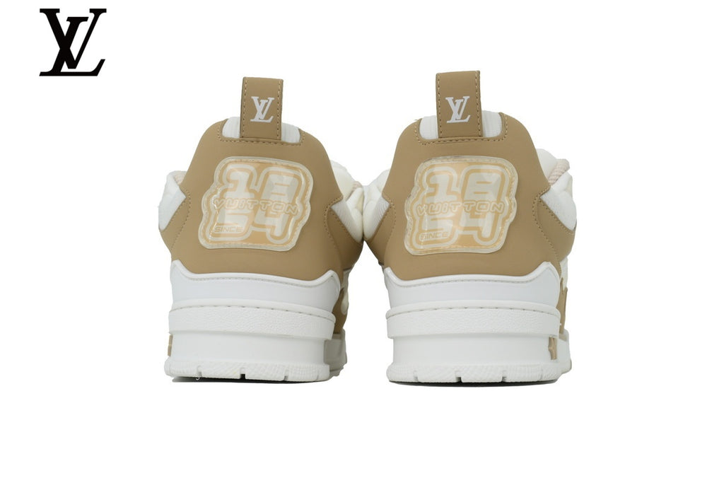 Louis Vuitton Trainer Sneaker – Beige & White Mesh & Leather