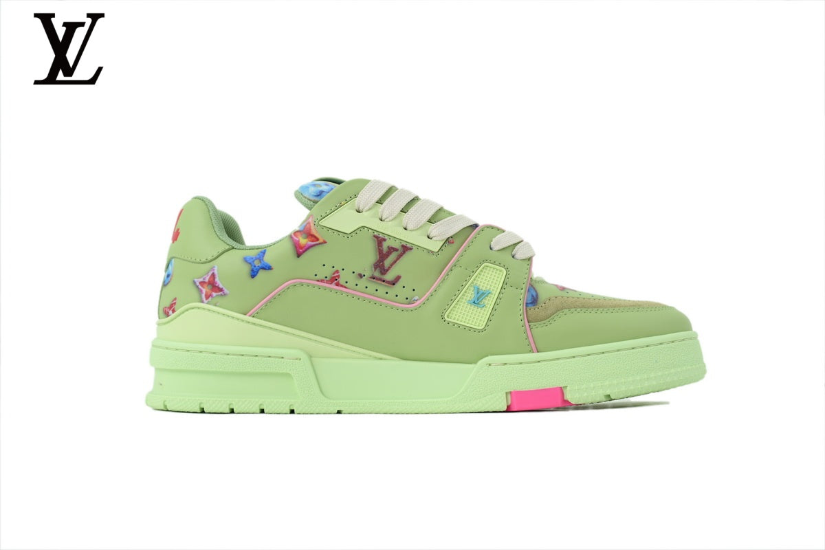 Louis Vuitton Trainer Sneaker – Green Multicolor Star Patch
