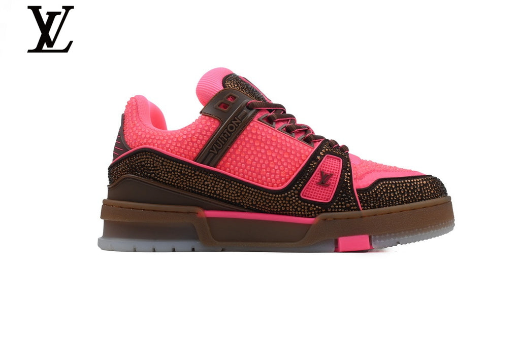 Louis Vuitton Trainer Sneaker – Pink & Brown Crystal