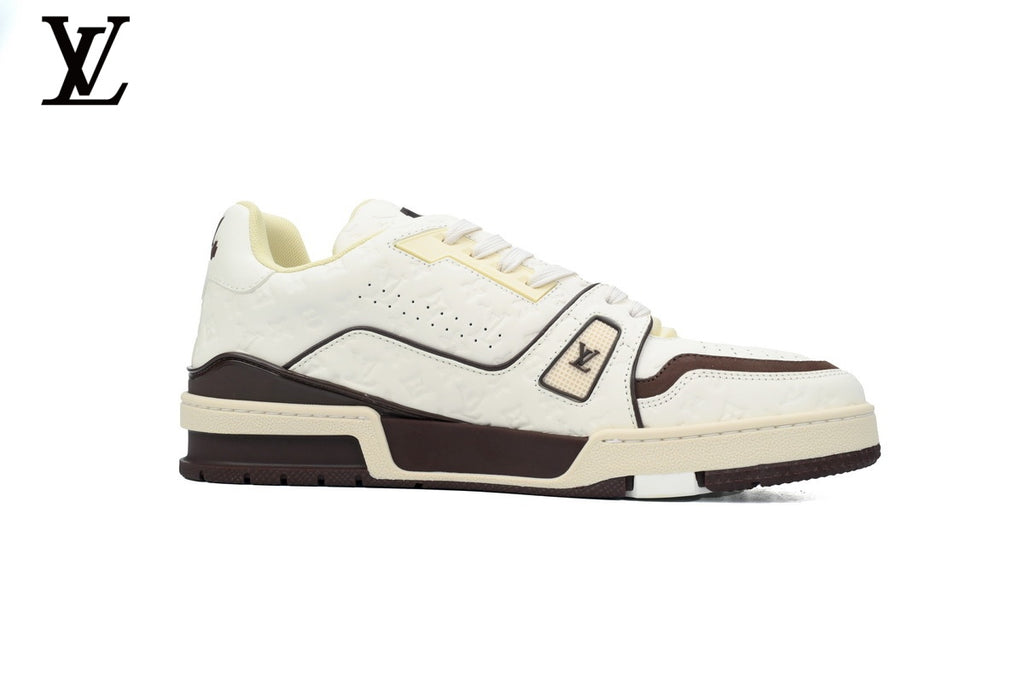 Louis Vuitton Trainer Sneaker – White & Brown Graffiti
