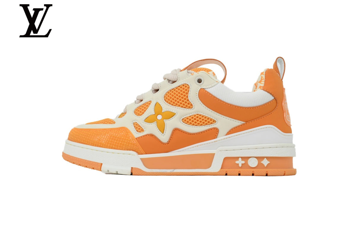 Louis Vuitton Trainer Sneaker – Orange & White Mesh & Leather