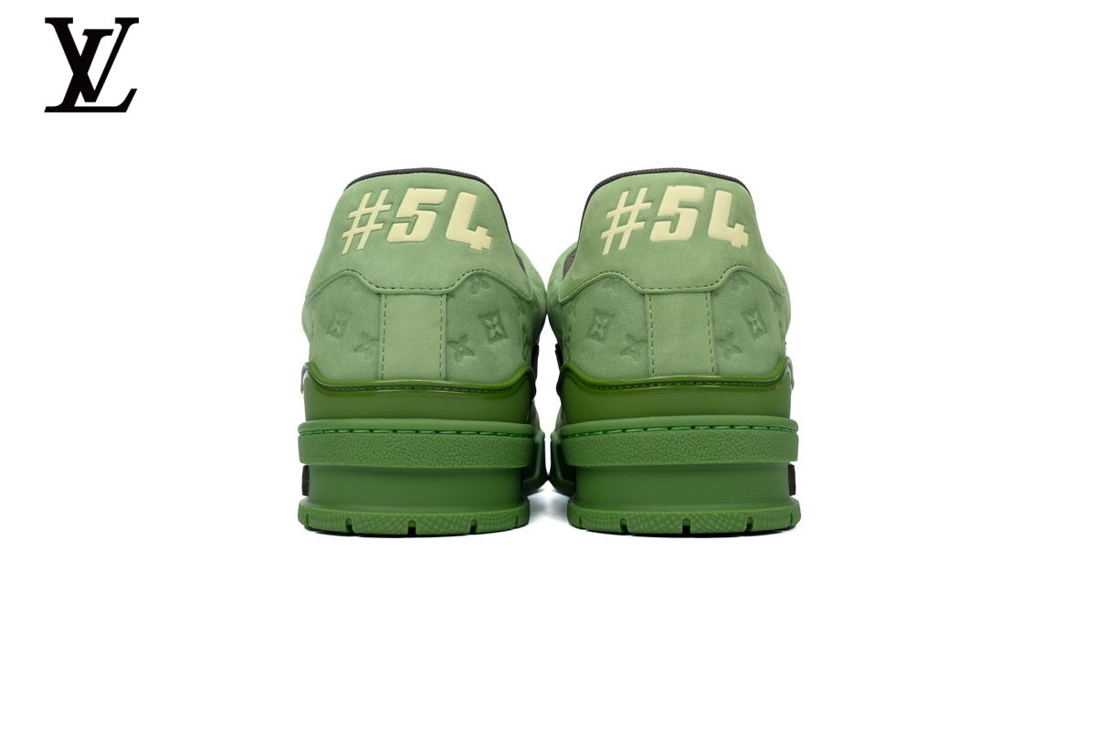 Louis Vuitton Trainer Sneaker – Green Suede Monogram