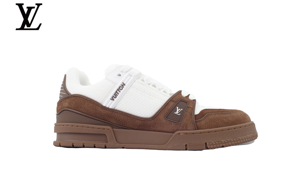 Louis Vuitton Trainer Sneaker – Brown Suede & Mesh with White Sole