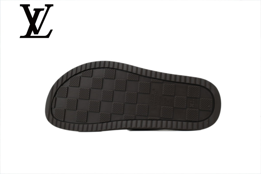 Dark Brown Ostrich-Print Slide Sandals | Sizes 38–46