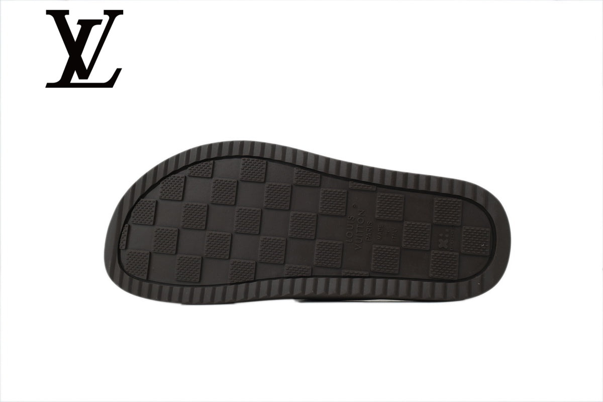 Dark Brown Ostrich-Print Slide Sandals | Sizes 38–46