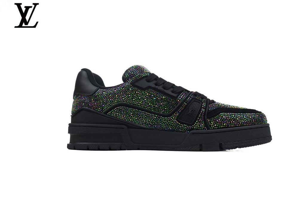 Louis Vuitton LV Trainer Sneaker – Black Multicolor Rhinestone