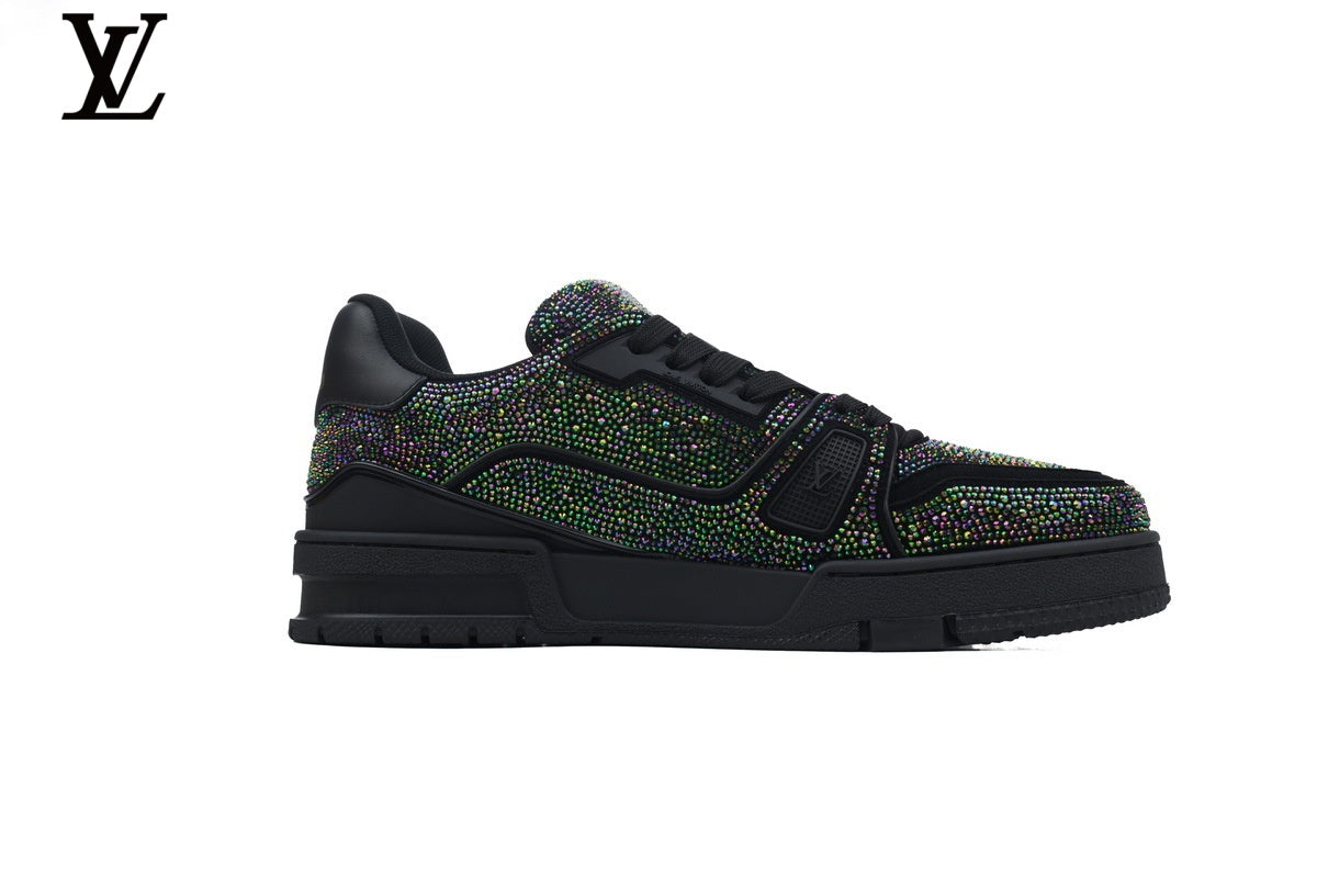 Louis Vuitton LV Trainer Sneaker – Black Multicolor Rhinestone